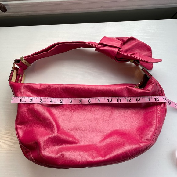 SALE 40% OFF | Badgley Mischka Pink Glazed Leather Hobo Shoulder Bag - Picture 6 of 9